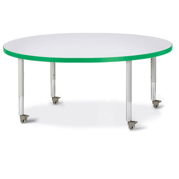 Berries Round Activity Table, 48 in. Diameter, Mobile, Freckled Gray/Green/Gray